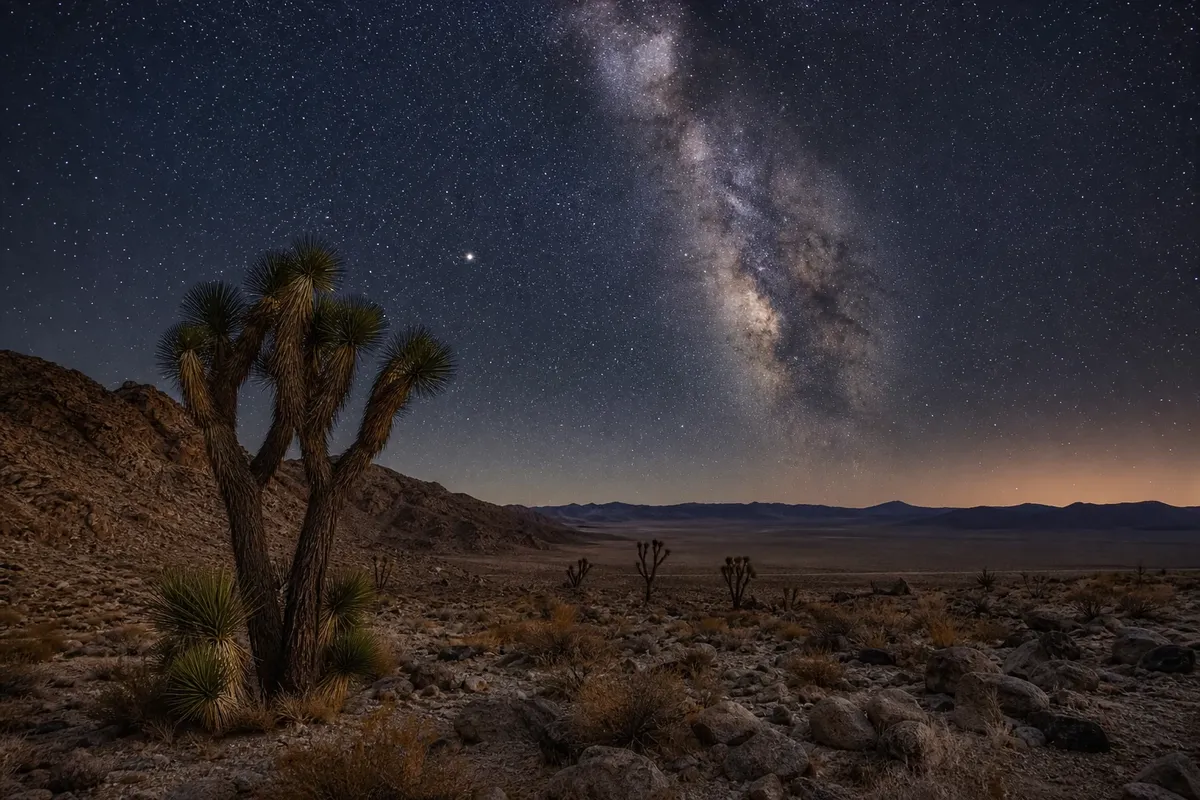 Desert Skies illustrated night sky scene