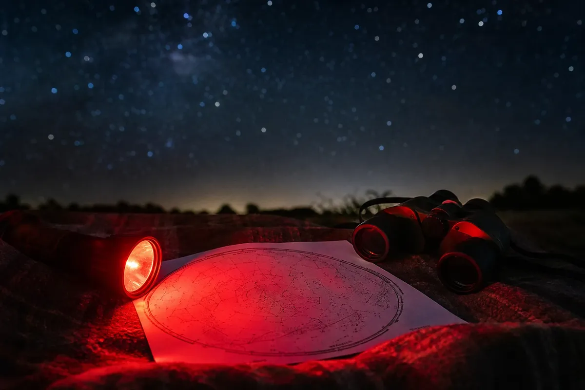 Stargazing Tips illustrated night sky scene